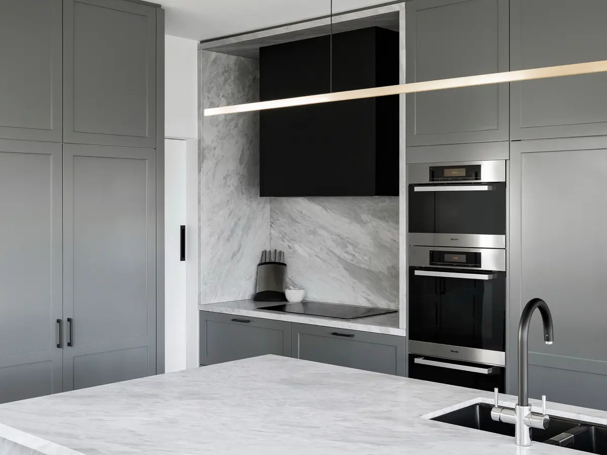Gray marble kitchen countertops